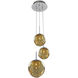 Meteor 3 Light 10 inch Chrome Pendant Ceiling Light in Amber
