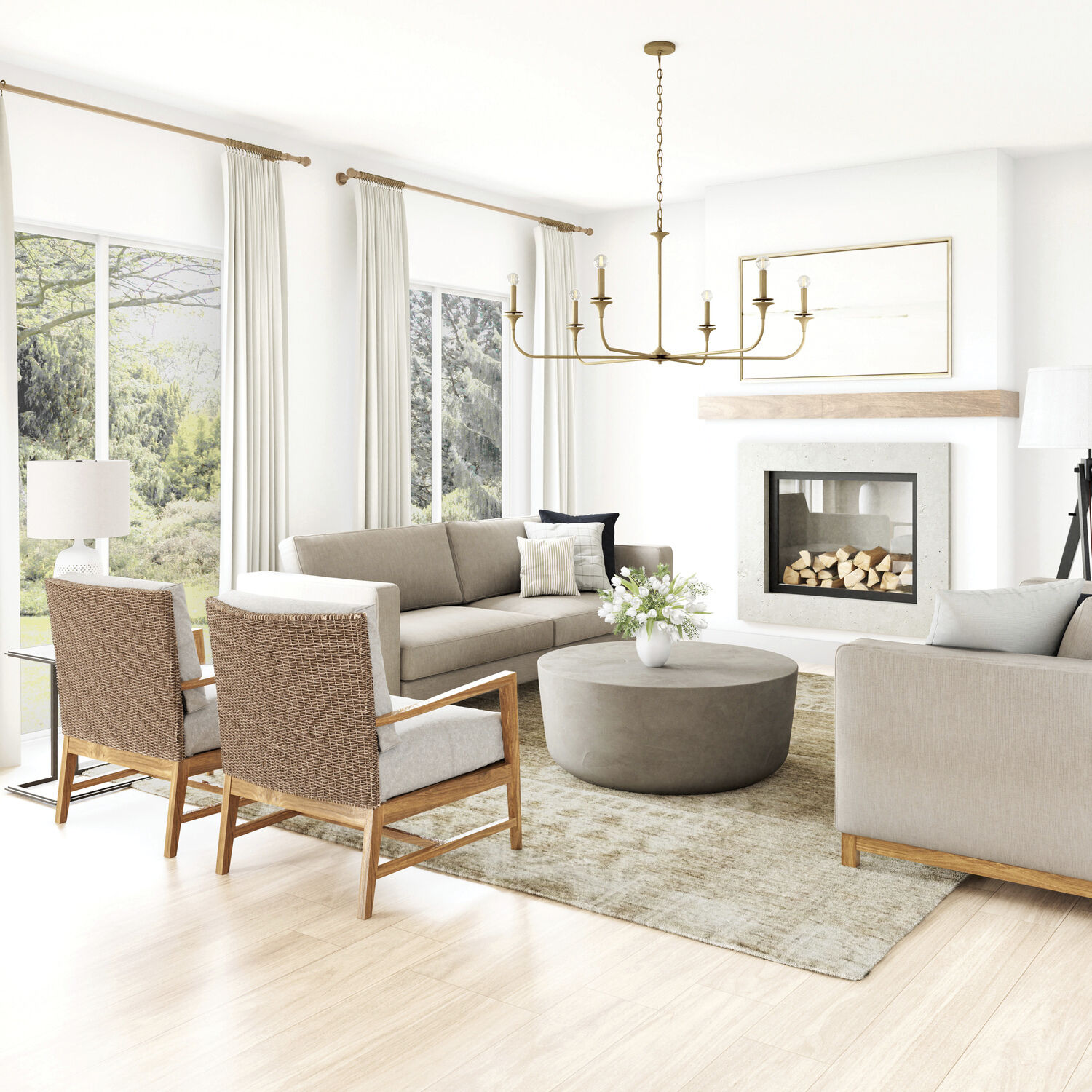 Presley 6 Light 49 inch Aged Brass Chandelier Ceiling Light