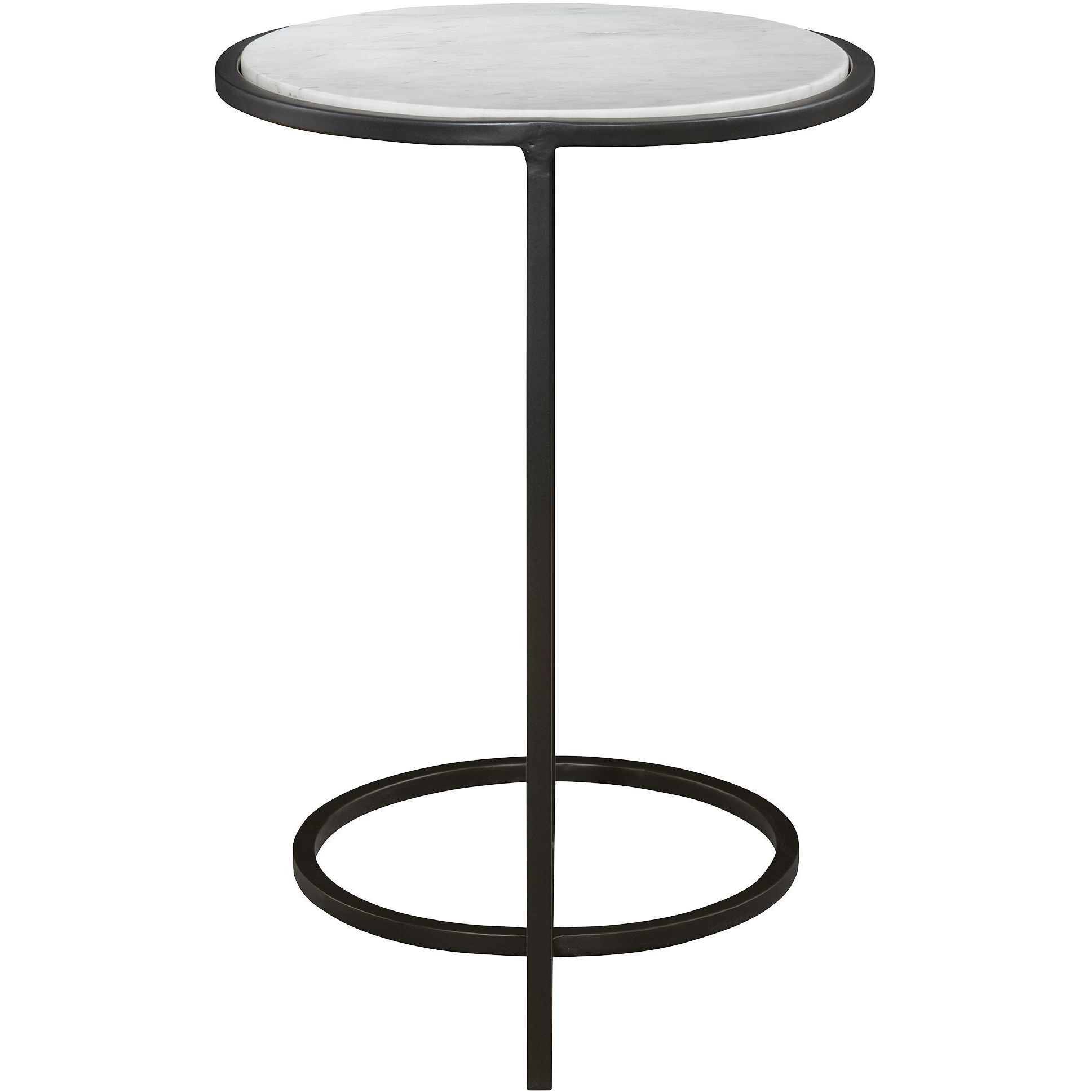 Twofold 23 X 22 inch Satin Black and White Marble Accent Table