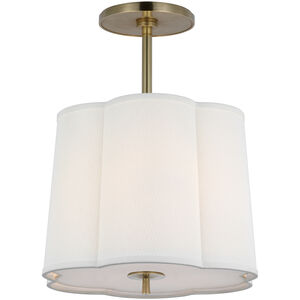 Barbara Barry Simple Scallop 3 Light 15.75 inch Soft Brass Hanging Shade Ceiling Light in Linen