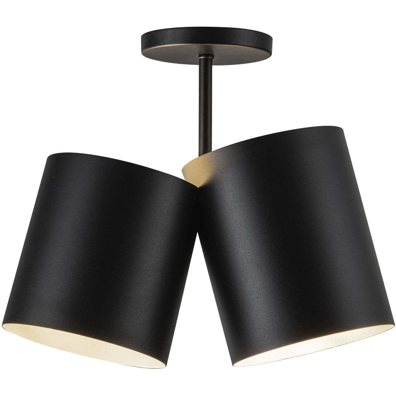Keiko 2 Light 6 inch Black Semi-Flush Mount Ceiling Light