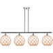 Ballston Large Farmhouse Rope LED 48 inch Polished Chrome Island Light Ceiling Light in White Glass with Brown Rope, Ballston