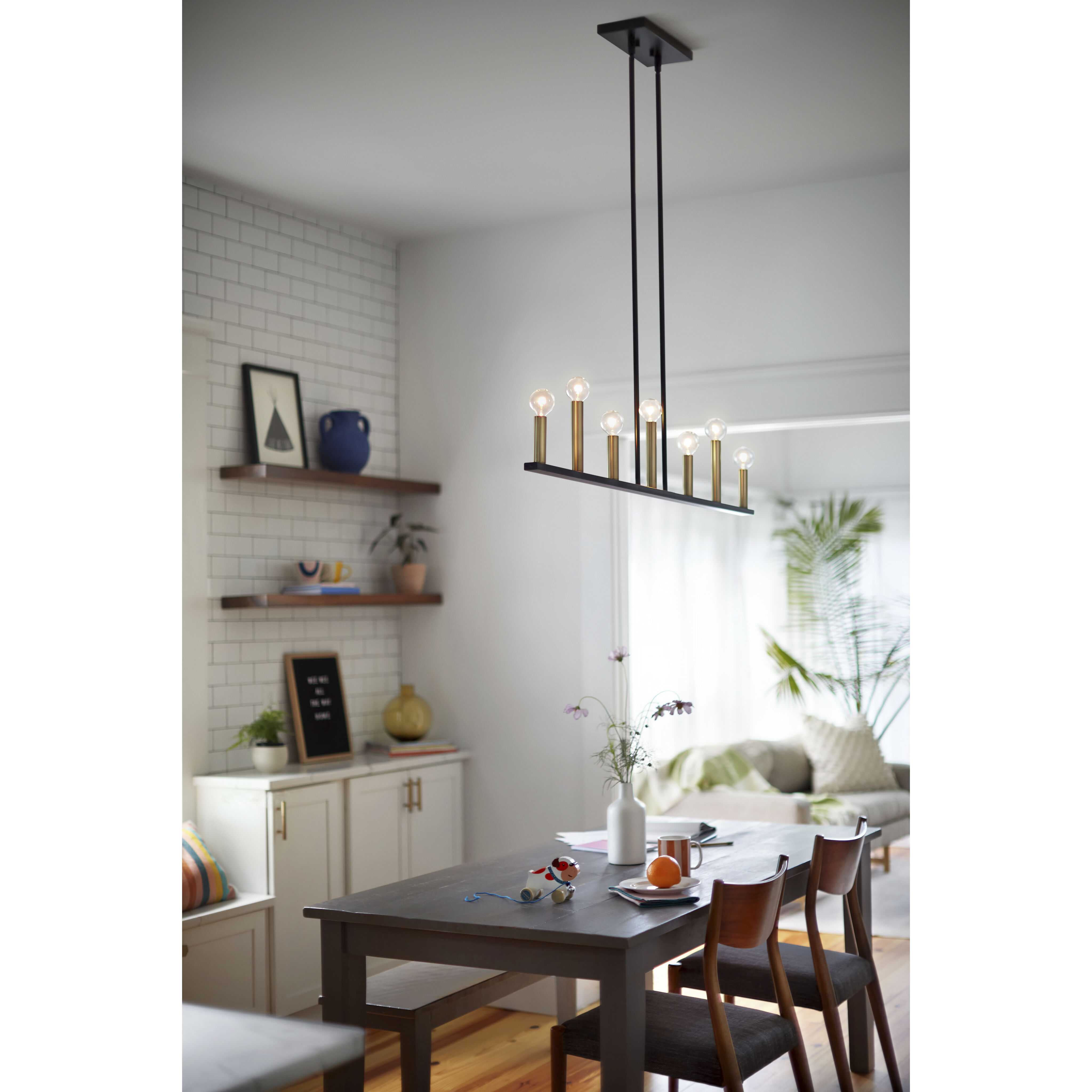 Lazlo LED 40 inch Black Chandelier Ceiling Light, Linear