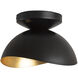 Luna Bella LED 10 inch Matte Black and Weathered Brass Flush Mount Ceiling Light