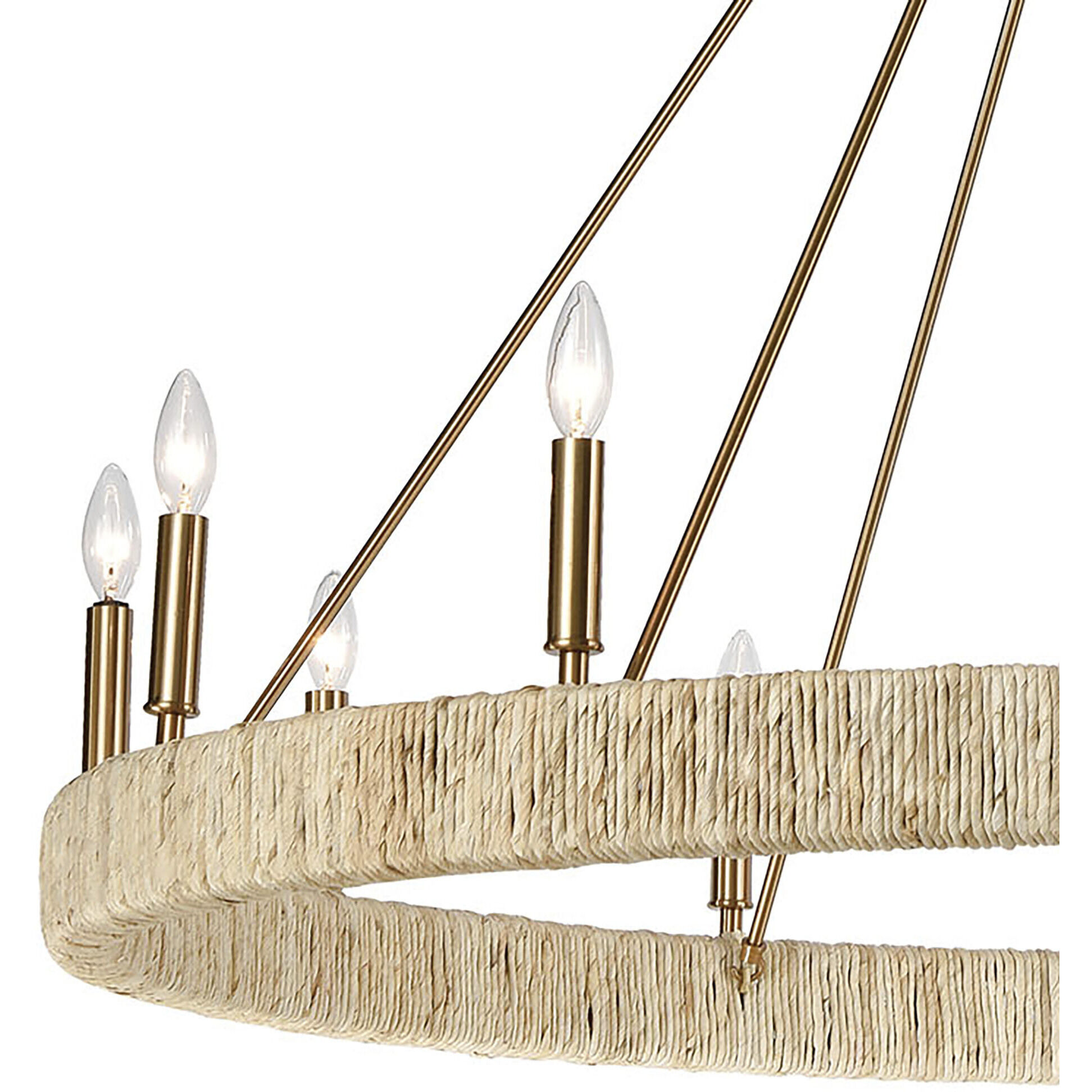 Abaca 12 Light 48 inch Satin Brass Chandelier Ceiling Light