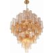 Addis 20 Light 31.5 inch Aged Brass Chandelier Ceiling Light in Tronchi Glass Amber