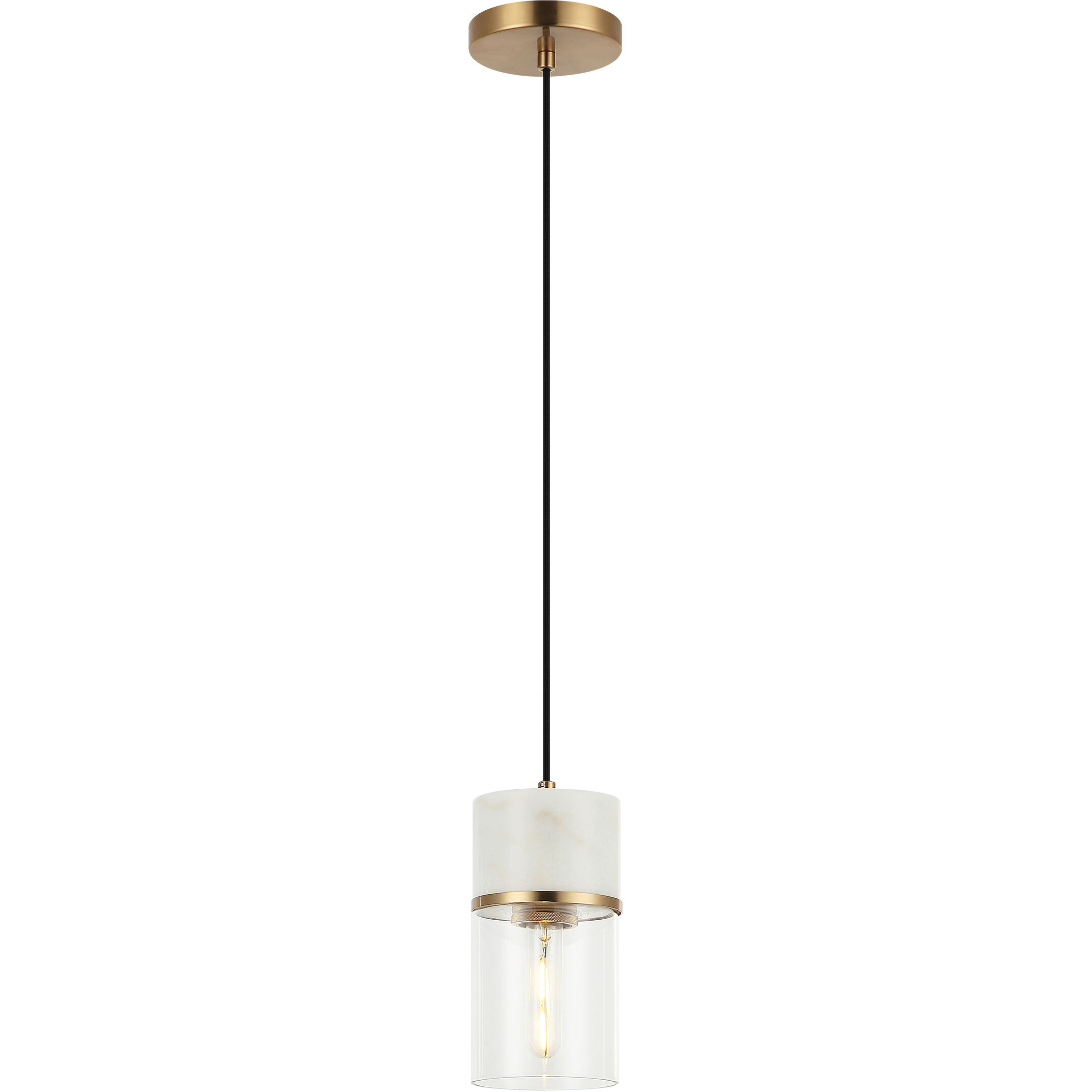 Marmor 1 Light 4.5 inch Aged Gold Brass and White Marble Pendant Ceiling Light