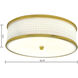Prism 3 Light 16.75 inch Satin Brass Flush Mount Ceiling Light
