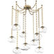 Nova 9 Light 19 inch Gilded Brass Swag Multi-Pendant Ceiling Light in Clear, Oval Chain