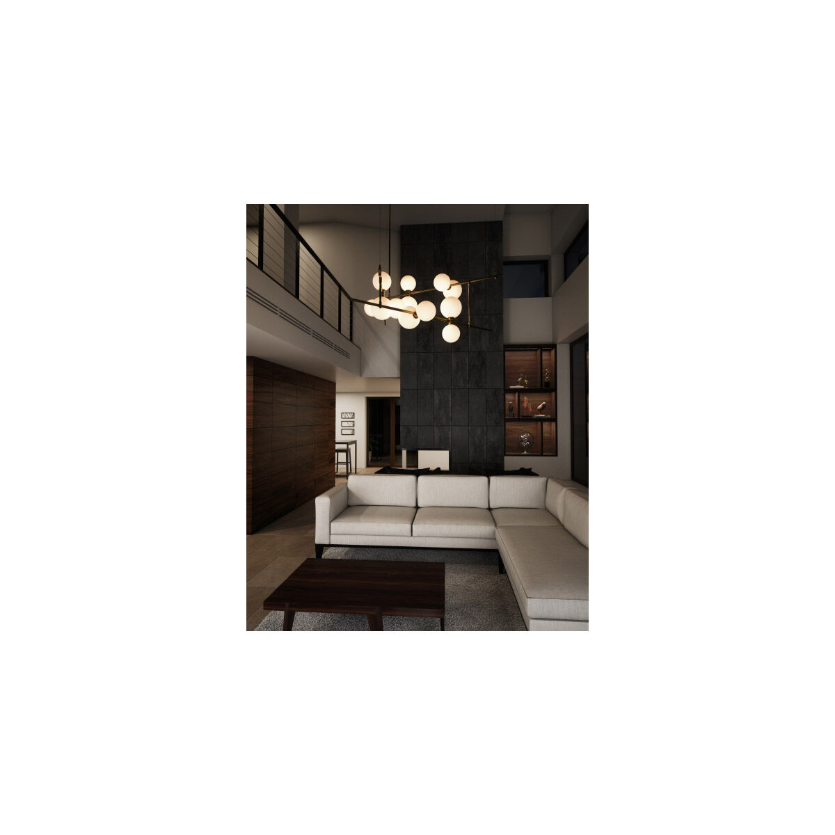 Sean Lavin ModernRail LED 48 inch Aged Brass Chandelier Ceiling Light in 24V Surface Canopy Glass Cylinders Integrated LED