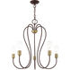 Lucerne 5 Light 24 inch Bronze with Antique Brass Accents Chandelier Ceiling Light