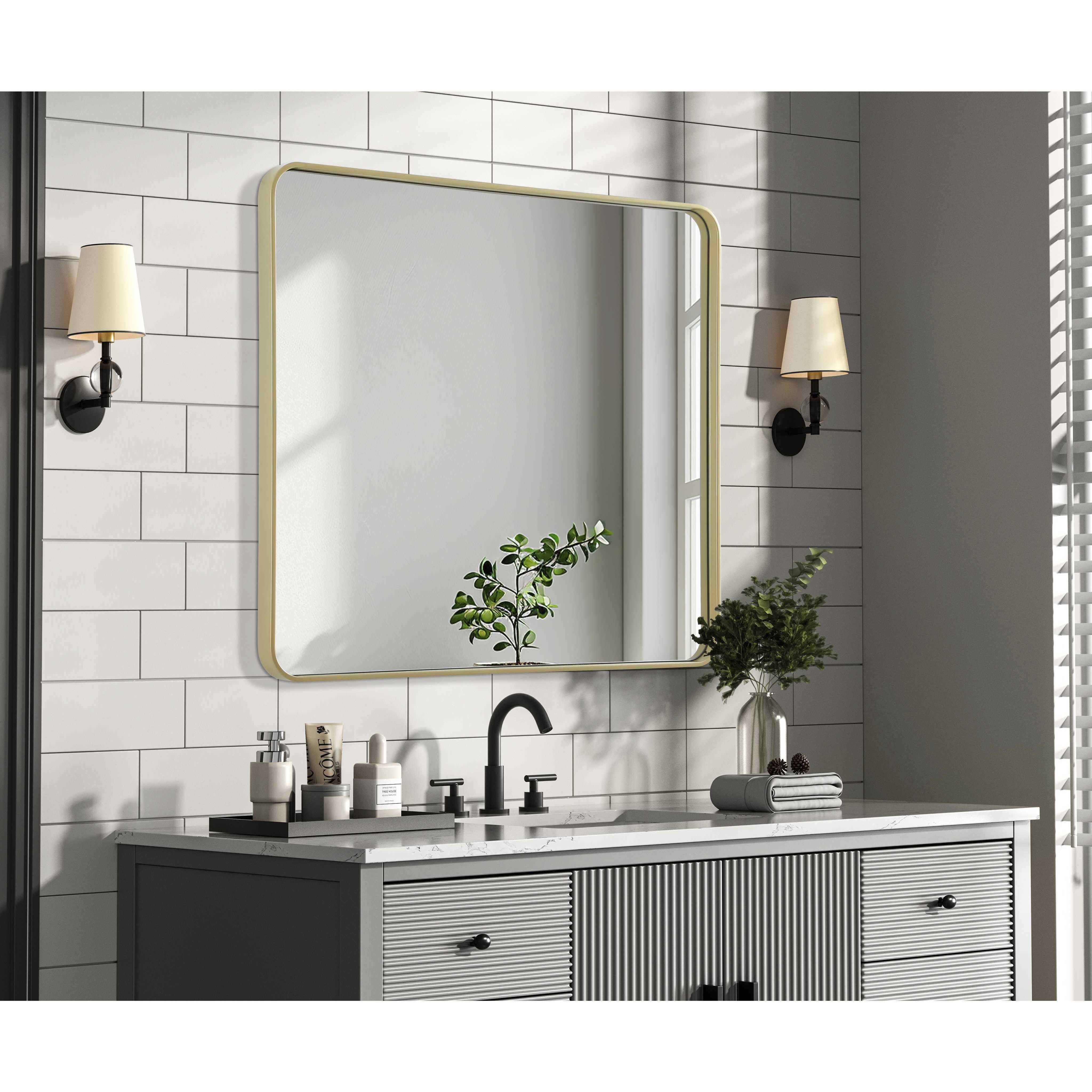 Remy 40 X 36 inch Brass Mirror