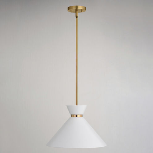 Racine 1 Light 15 inch Matte White and Natural Brass Pendant Ceiling Light