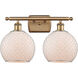 Ballston Farmhouse Chicken Wire 2 Light 16 inch Brushed Brass Bath Vanity Light Wall Light, Ballston