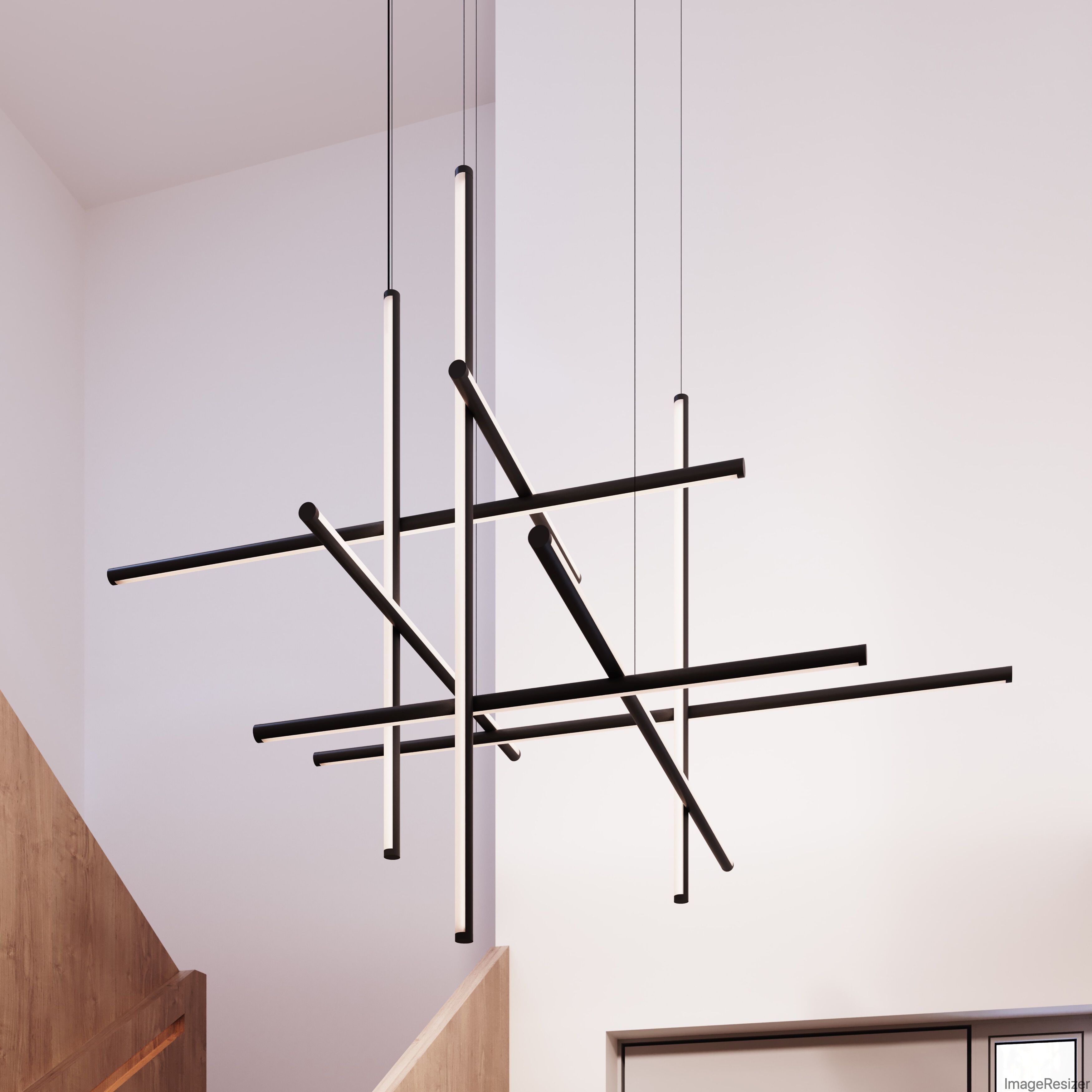 Labyrinth LED 61 inch Satin Black Chandelier Ceiling Light