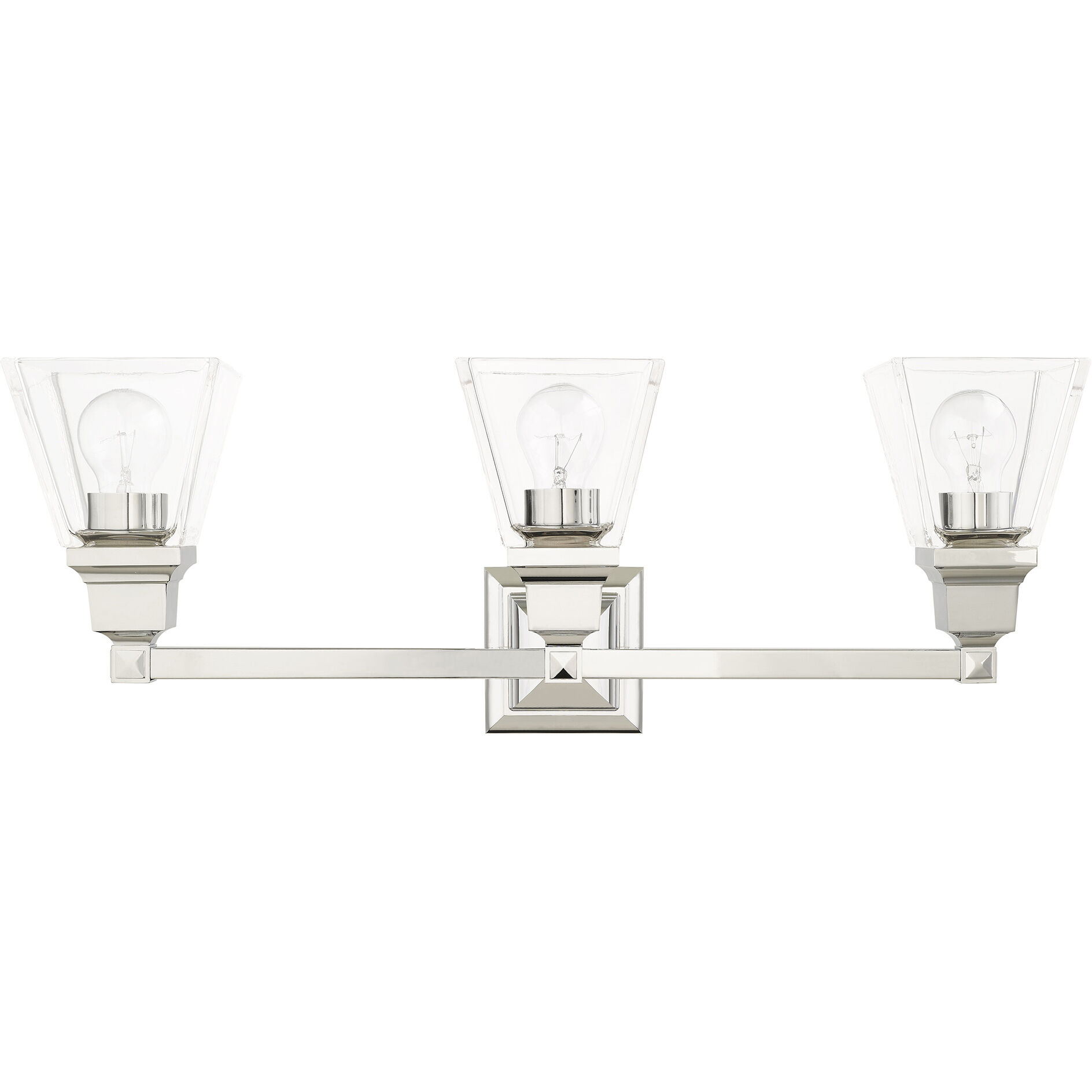 Mission 3 Light 25 inch Polished Chrome Vanity Sconce Wall Light