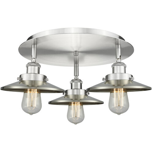 Ballston Urban 3 Light 19.75 inch Satin Nickel Flush Mount Ceiling Light in Brushed Satin Nickel
