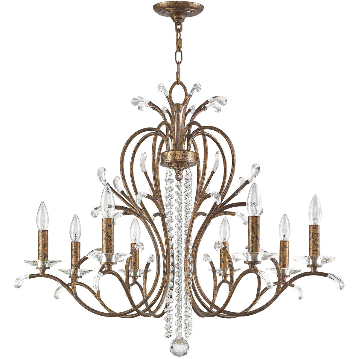 Serafina 8 Light 33 inch Hand Applied Venetian Golden Bronze Chandelier Ceiling Light
