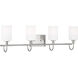 Oak Moore 4 Light 33.88 inch Brushed Nickel Bath Vanity Wall Light
