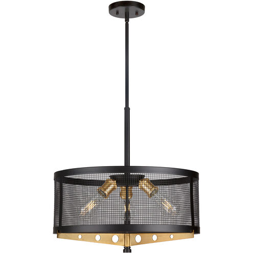 Takoma 3 Light 20 inch Black and Soft Gold Drum Pendant Ceiling Light