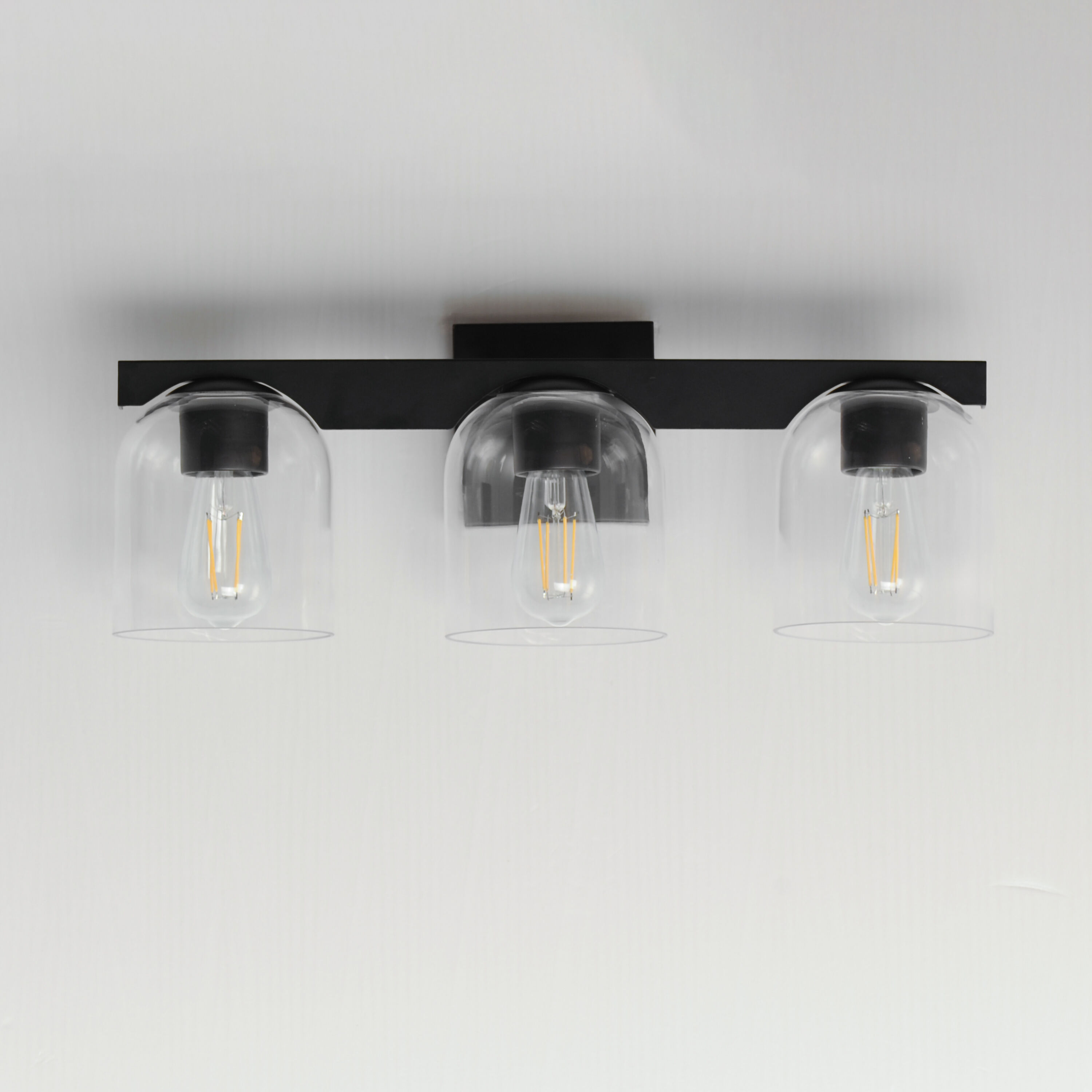 Scoop 3 Light 21.5 inch Black Bath Vanity Wall Light in Clear