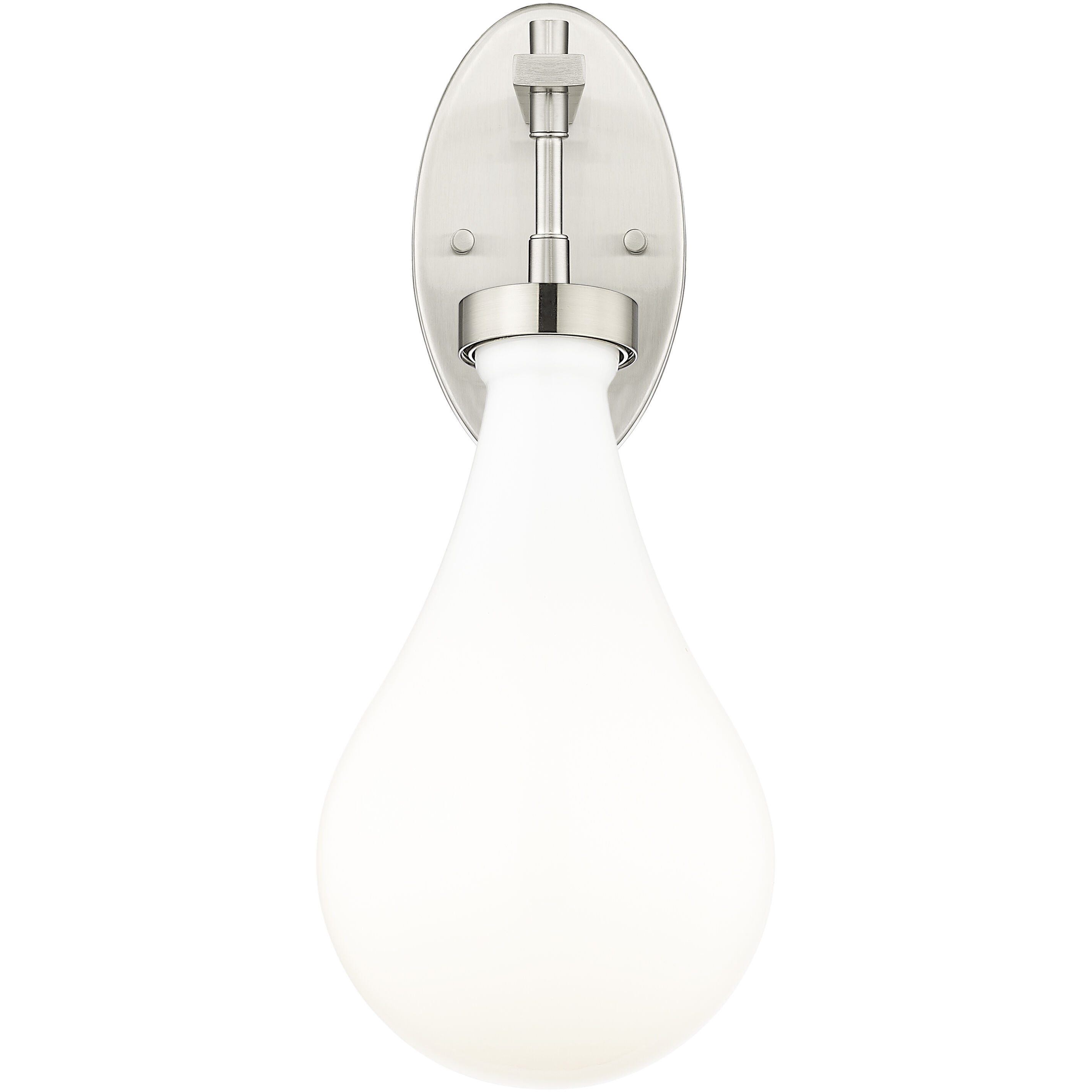 Downtown Urban Owego Armed Sconce Wall Light in Satin Nickel, Gloss White Glass