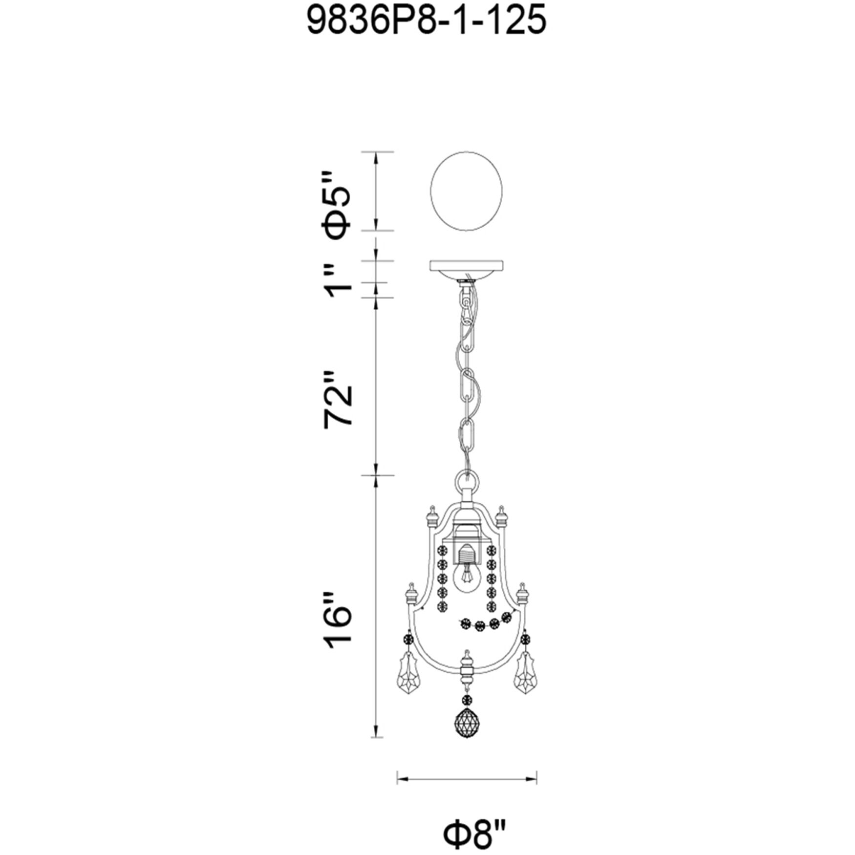Electra 1 Light 8 inch Oxidized Bronze Up Mini Pendant Ceiling Light