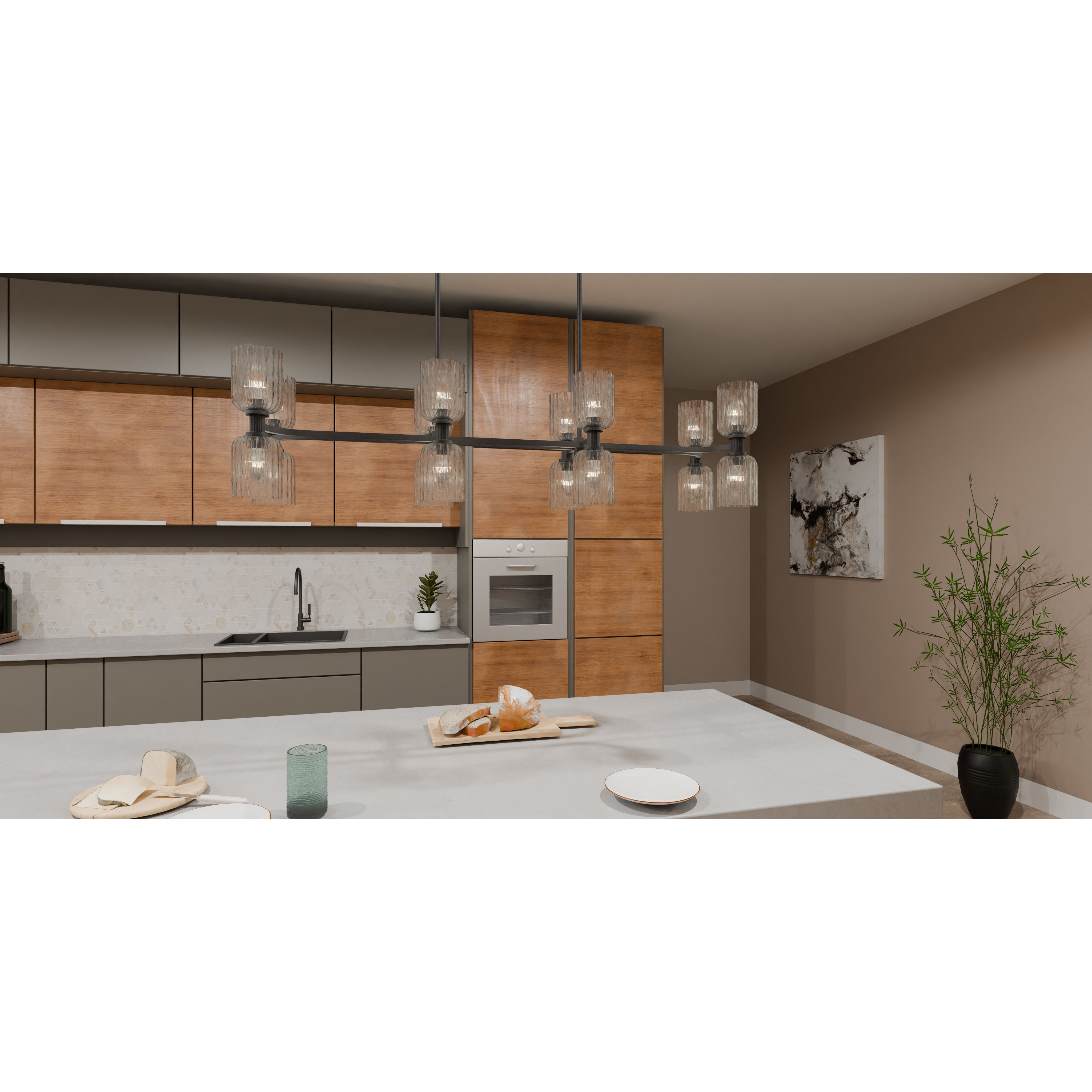 Ramada 16 Light 46 inch Matte Black Island Light Ceiling Light, Large