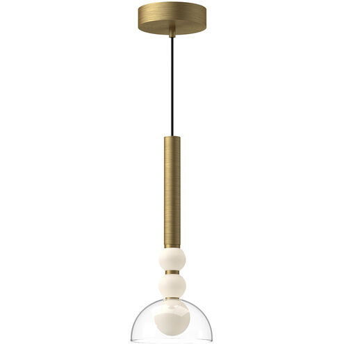 Rise LED 6 inch Brushed Gold Pendant Ceiling Light in Brushed Gold and Clear