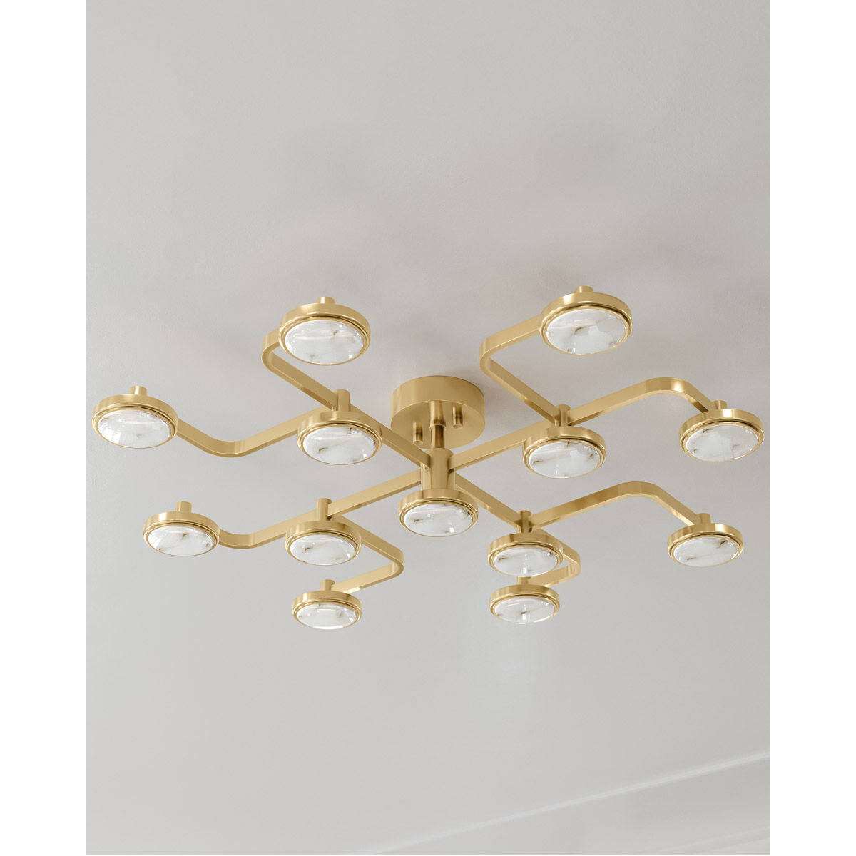 Meander LED 43.25 inch Aged Brass Semi Flush Ceiling Light