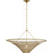 AERIN Elona LED 36 inch Hand-Rubbed Antique Brass Chandelier Ceiling Light in Blonde Wicker