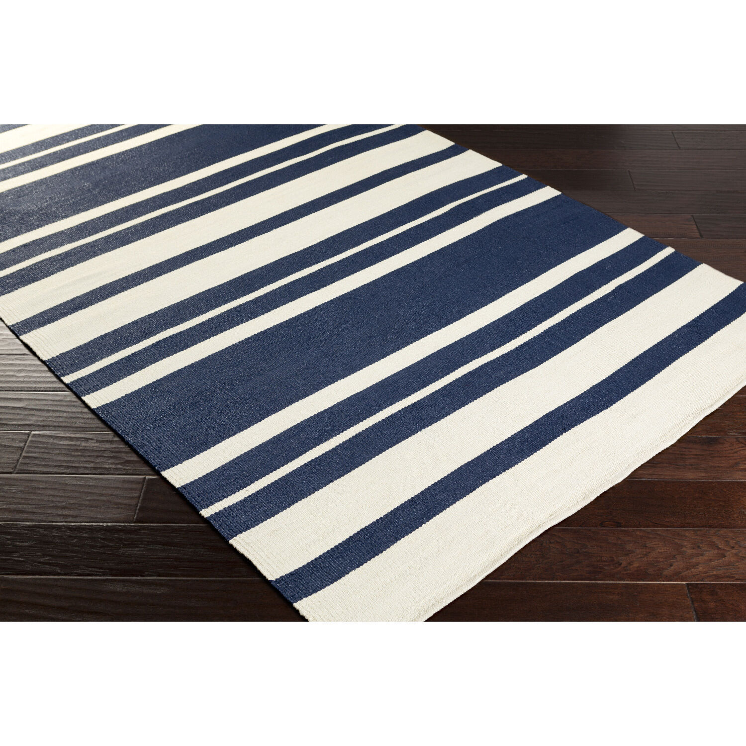Picnic 132 X 96 inch Navy/Cream Handmade Rug, PVC