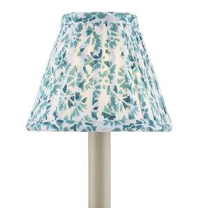 Block Print Aqua and White Pleated Chandelier Shade