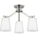 Vertex 3 Light 18 inch Brushed Nickel Convertible Chandelier Ceiling Light