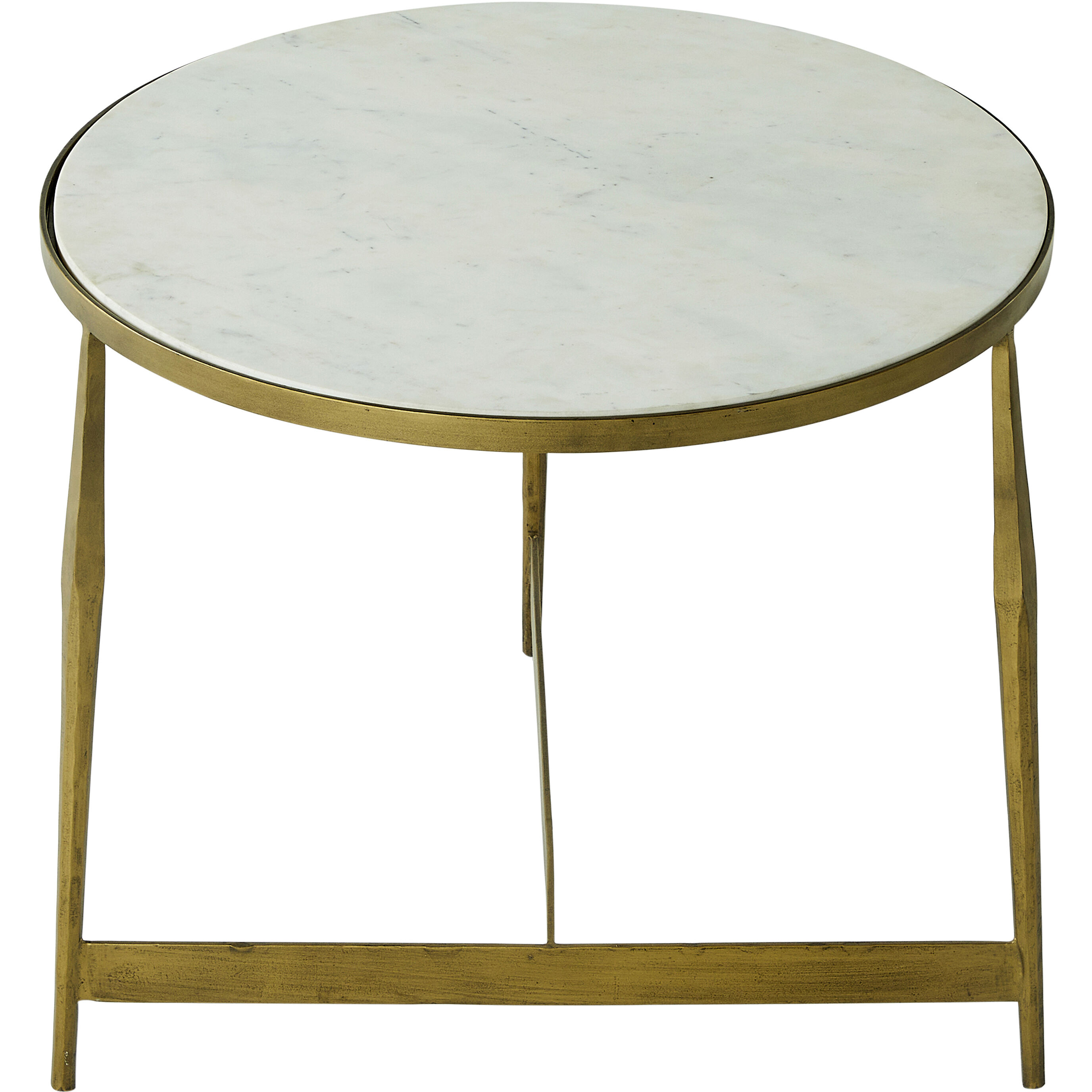 Alana 28 X 28 inch Honed White Banswara Marble with Antique Forged Brass Table