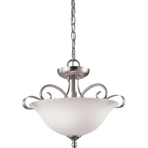 Brighton 2 Light 16 inch Brushed Nickel Semi Flush Mount Ceiling Light in Incandescent, Convertible