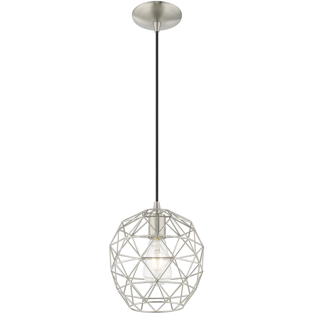 Geometric 1 Light 8 inch Brushed Nickel Mini Pendant Ceiling Light