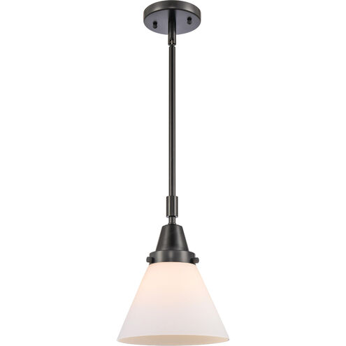 Franklin Restoration Large Cone LED 8 inch Matte Black Mini Pendant Ceiling Light in Matte White Glass