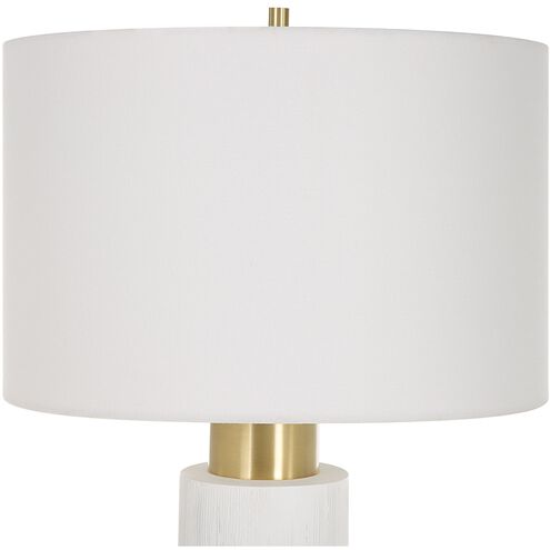 Ruse 30 inch 150 watt Whitewashed Wood and Brushed Brass Table Lamp Portable Light