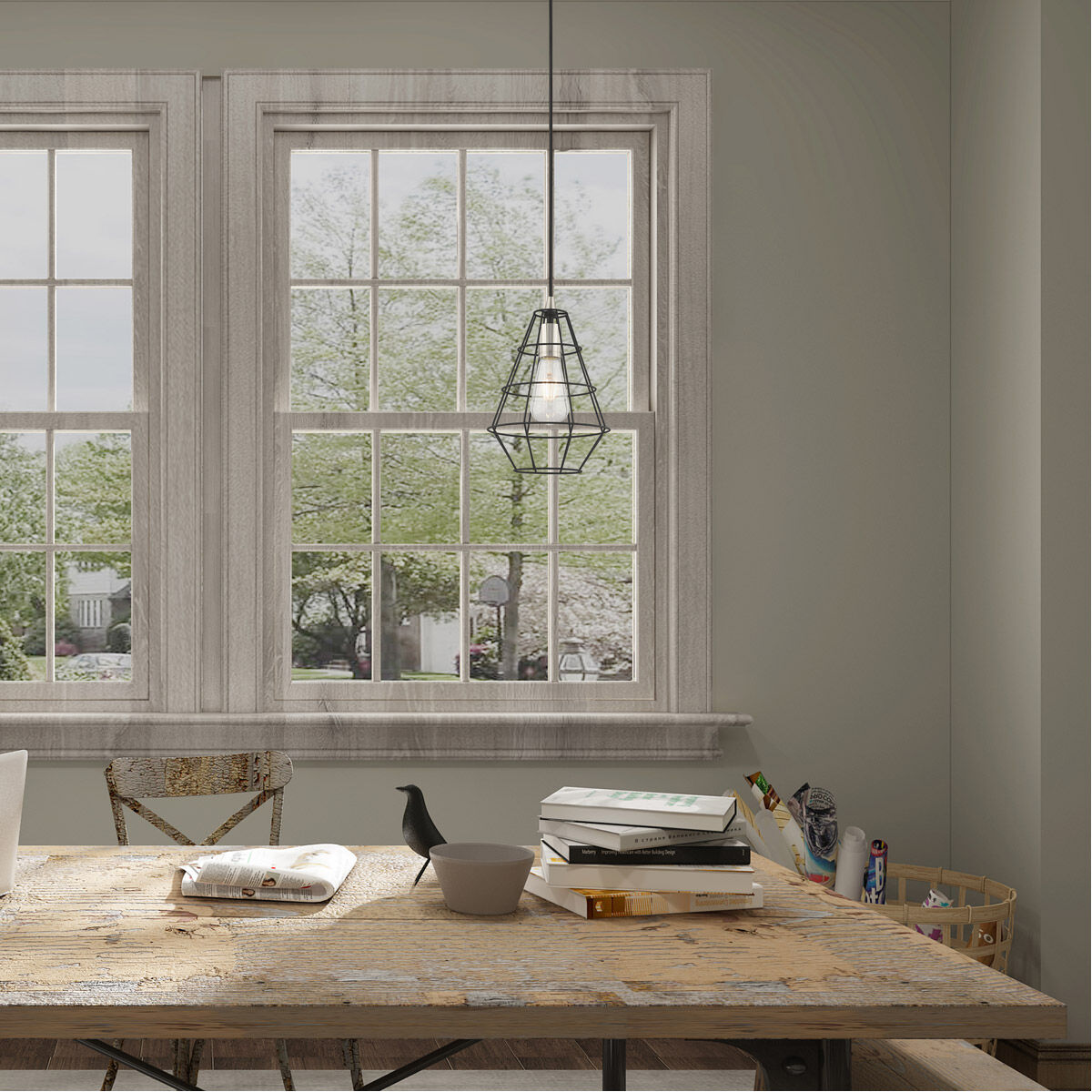 Geometric 1 Light 8 inch Black Mini Pendant Ceiling Light