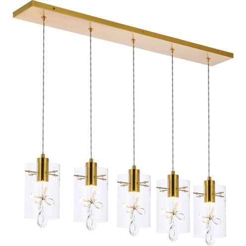 Hana 5 Light 36 inch Gold Linear Pendant Ceiling Light