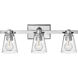 Avon 3 Light 23 inch Chrome Vanity Light Wall Light in Clear Seedy