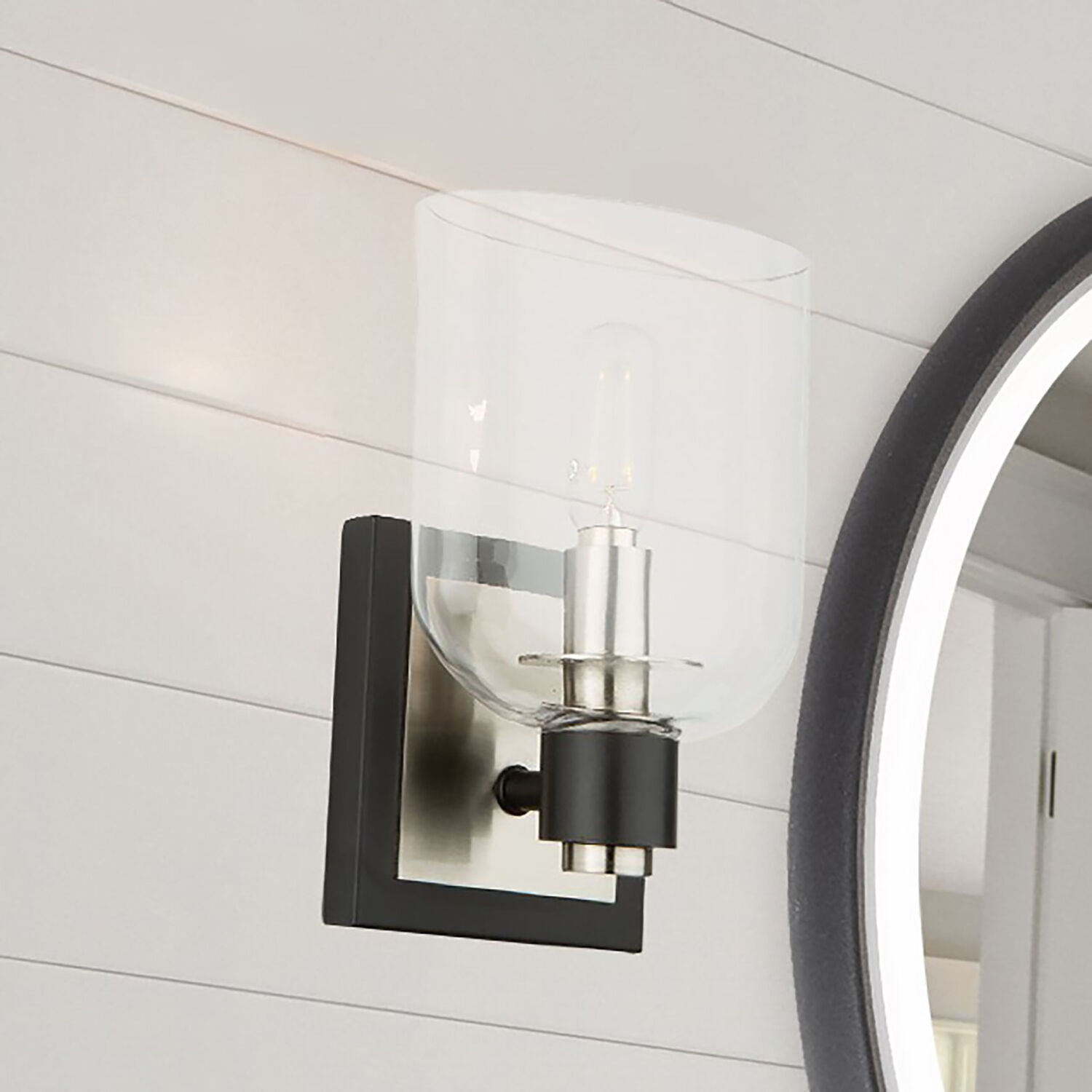 Lyndon 1 Light 5.9 inch Black and Brushed Nickel Vanity Light Wall Light