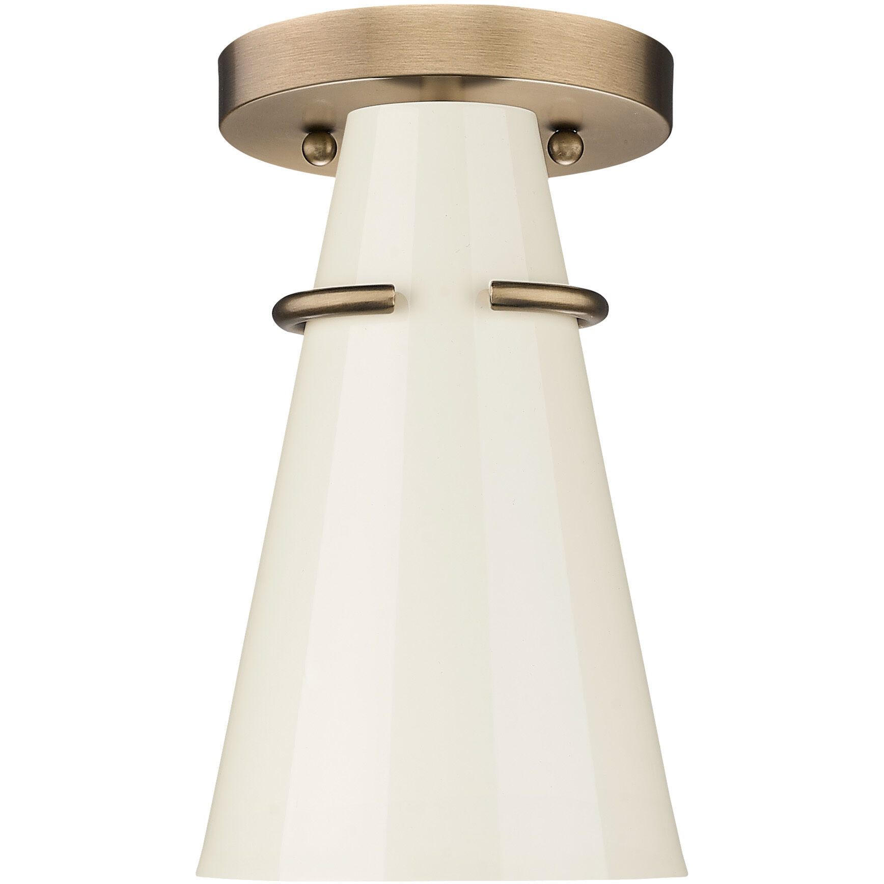 Reeva 1 Light 7 inch Modern Brass Semi-Flush Mount Ceiling Light in Glossy Ecru