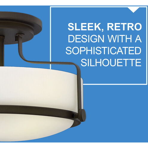 Harper 3 Light 14.5 inch Oil Rubbed Bronze Indoor Semi-Flush Mount Ceiling Light in White