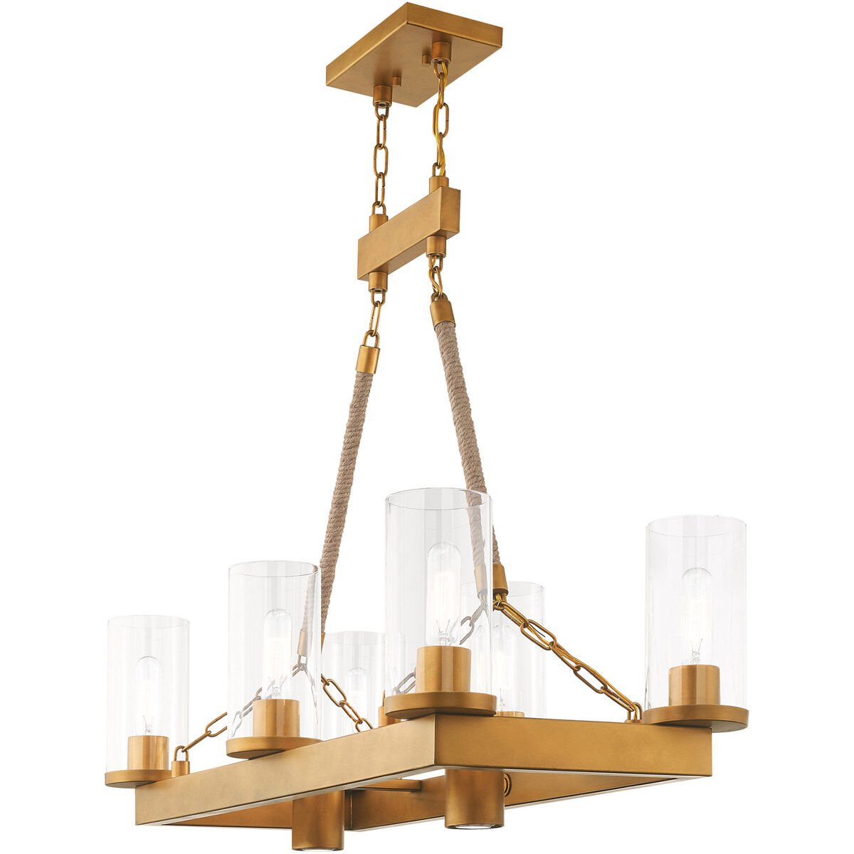 Metuchen 8 Light 34 inch Aged Gold Linear Chandelier Ceiling Light