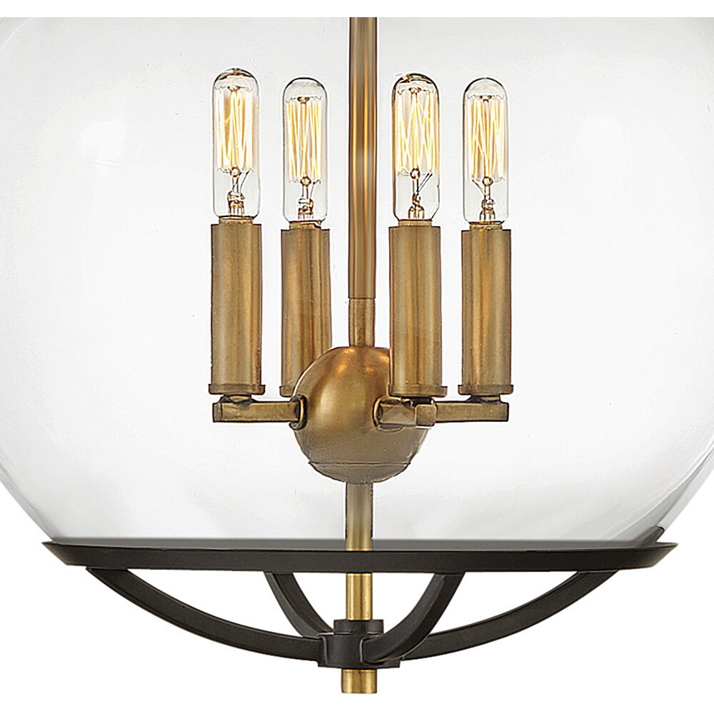 Calvin 4 Light 15 inch Black with Heritage Brass Indoor Pendant Ceiling Light