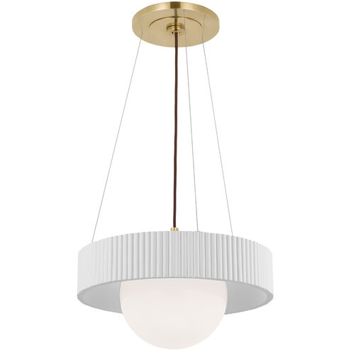 Windsor Smith Arena LED 18.5 inch Hand-Rubbed Antique Brass and Matte White Ring and Globe Chandelier Ceiling Light