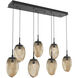 Meteo LED LED Matte Black Linear Pendant Ceiling Light in 2700K LED, Geo Inner - Bronze Outer, Multi-Port