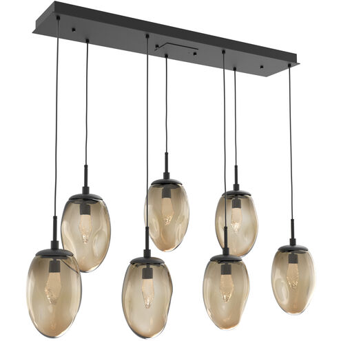 Meteo LED LED Matte Black Linear Pendant Ceiling Light in 2700K LED, Geo Inner - Bronze Outer, Multi-Port